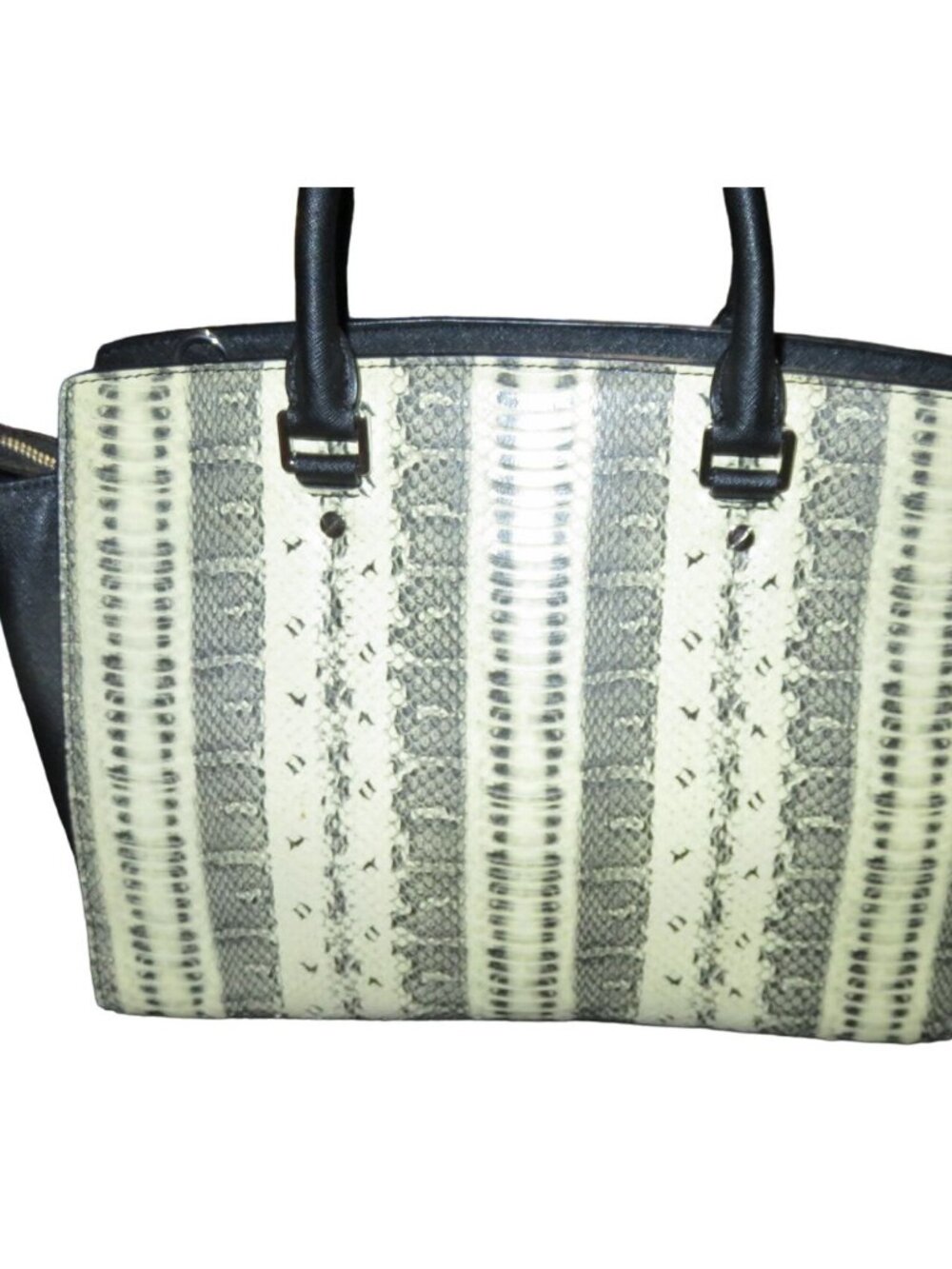 Michael Kors Selma Black & White Python Embossed Leather Tote - Picture 2 of 14